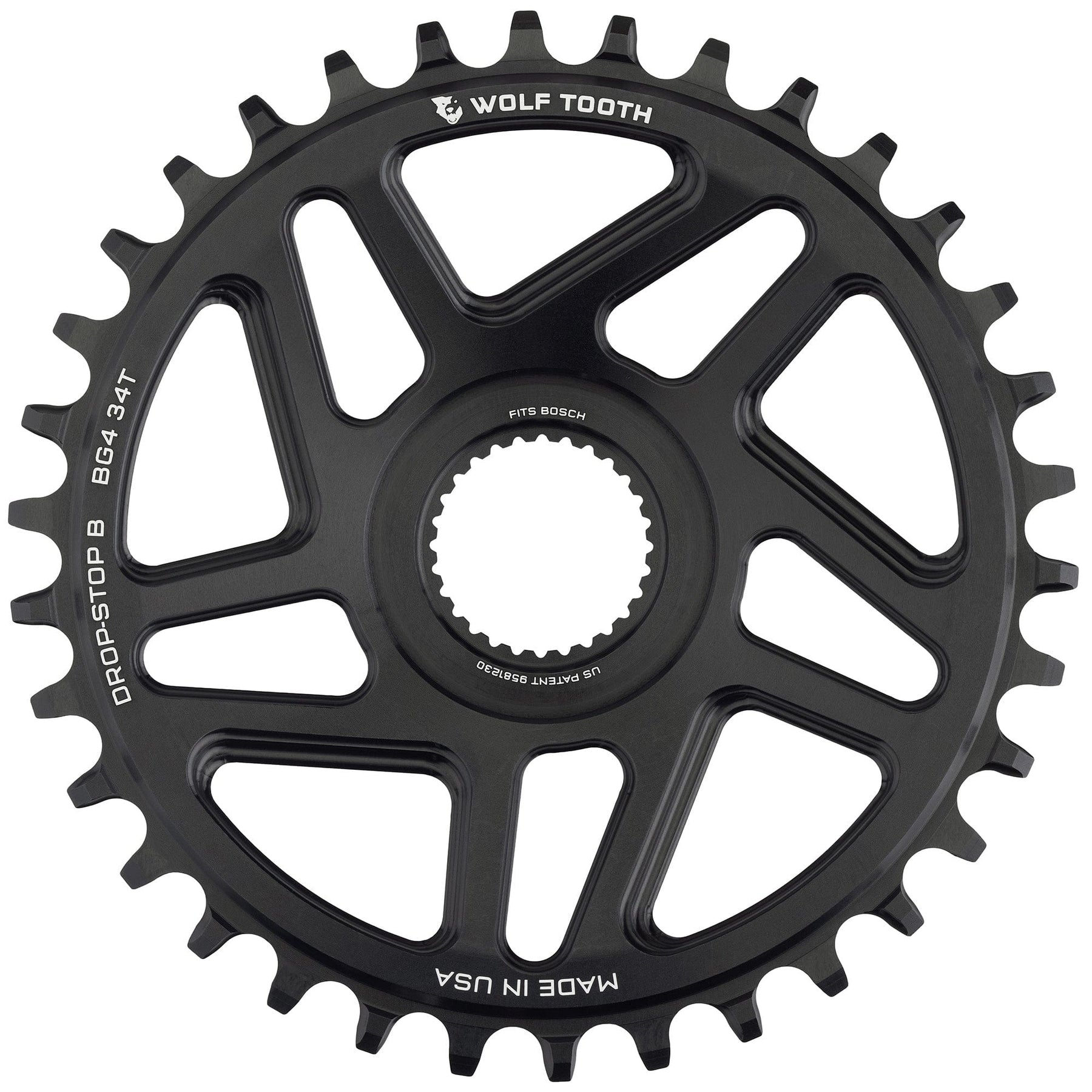 Wolf Tooth Drop-Stop B Chainring Bosch Gen 4 Black 34T